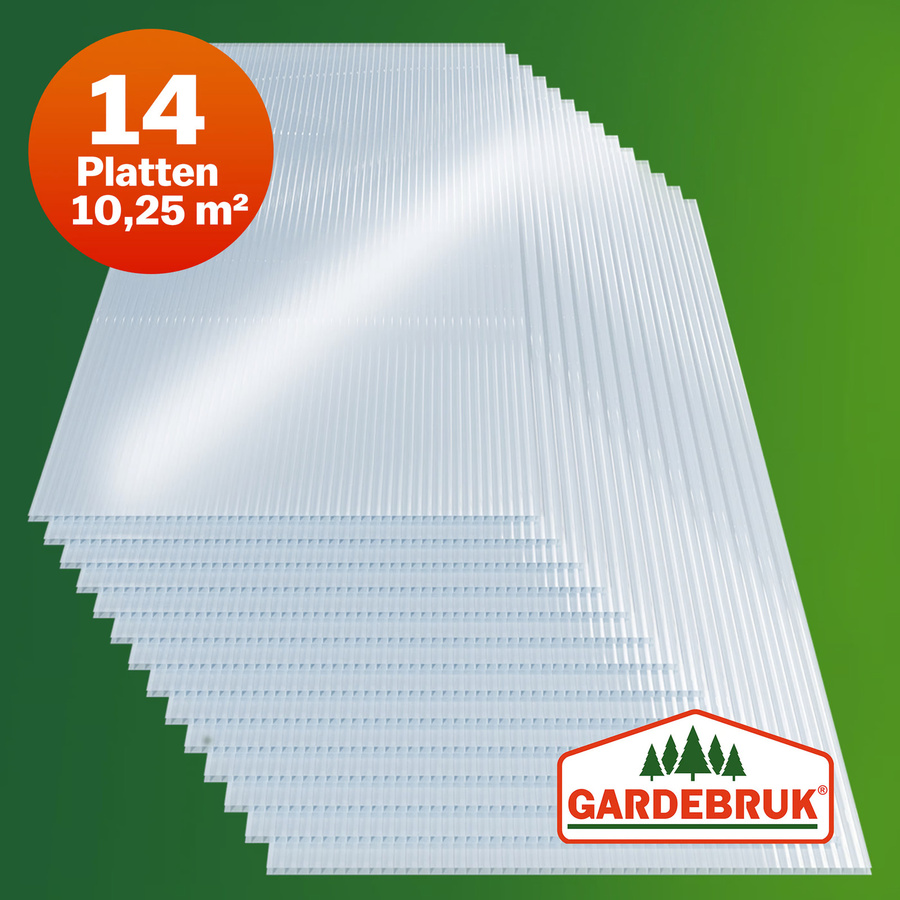 Gardebruk Doppelstegplatten aus Polycarbonat 14er-Set, 4mm, transparent, 25m² - Bild 2