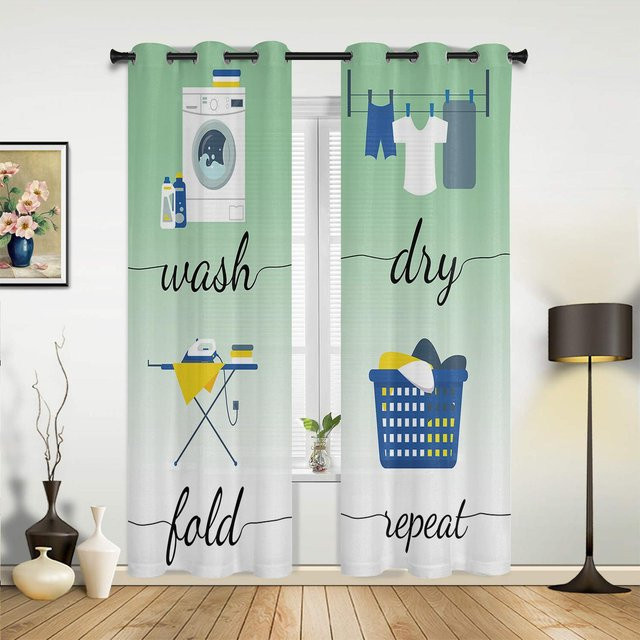 Moderne halbtransparente Vorhänge von Household supplies MH in Grün, B: 135 cm, H: 60 cm - Bild 1
