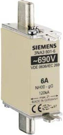 Siemens Sicherungseinsatz 3NA3801-6 Größe 0, 6A, 690V, 3 Stück, Weiß - Bild 1