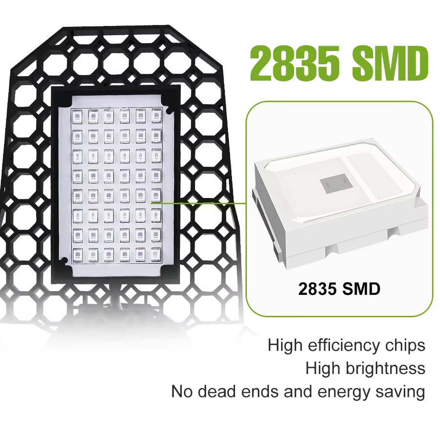 Faltbare 200 W LED-Vollspektrum-Wachstumslampe mit E27-Sockel in Schwarz für Pflanzen, Gemüse und Blumen im Innenbereich - Bild 3
