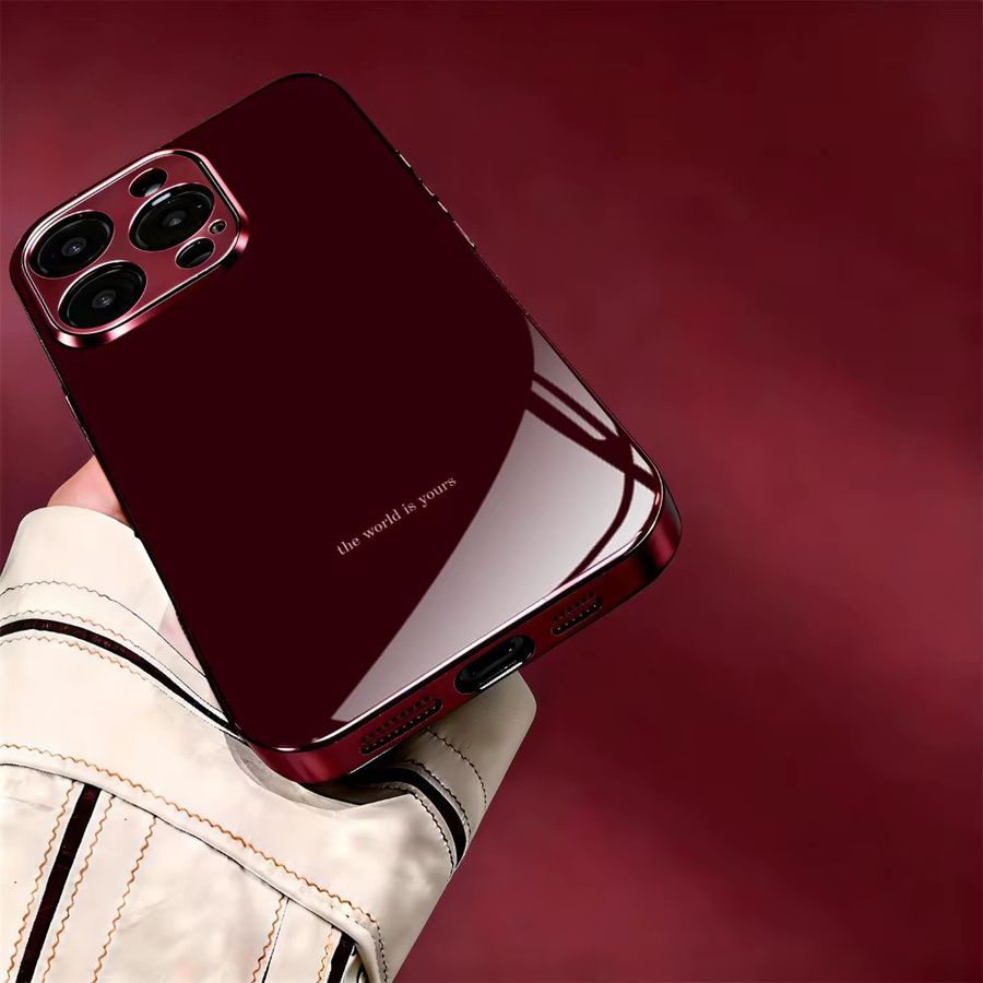 Sturzsichere Glas-Handyhülle für iPhone 17 16 15 14 13 12 11 Pro Max Plus in Rot - Bild 2