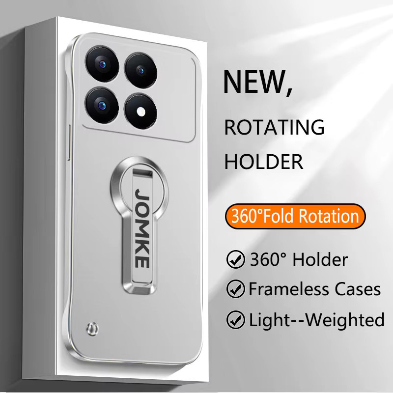 Stoßfeste matte Handyhülle mit 360 Grad Drehhalterung für Xiaomi POCO X7 X6 Pro F7 Ultra F6 F5 Pro in Silber - Bild 2