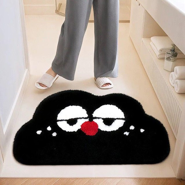 Rutschfeste und saugfähige Badezimmer-Fußmatte aus Polyester in Schwarz, B/B: 40 x 60 cm - Bild 1
