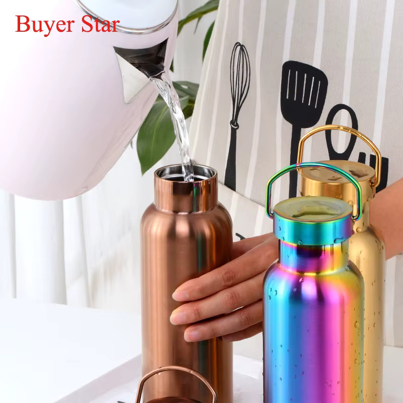 Isolierte Edelstahl-Wasserflasche in Silber, 500 ml, doppelwandig für Sport und Reisen - Bild 2