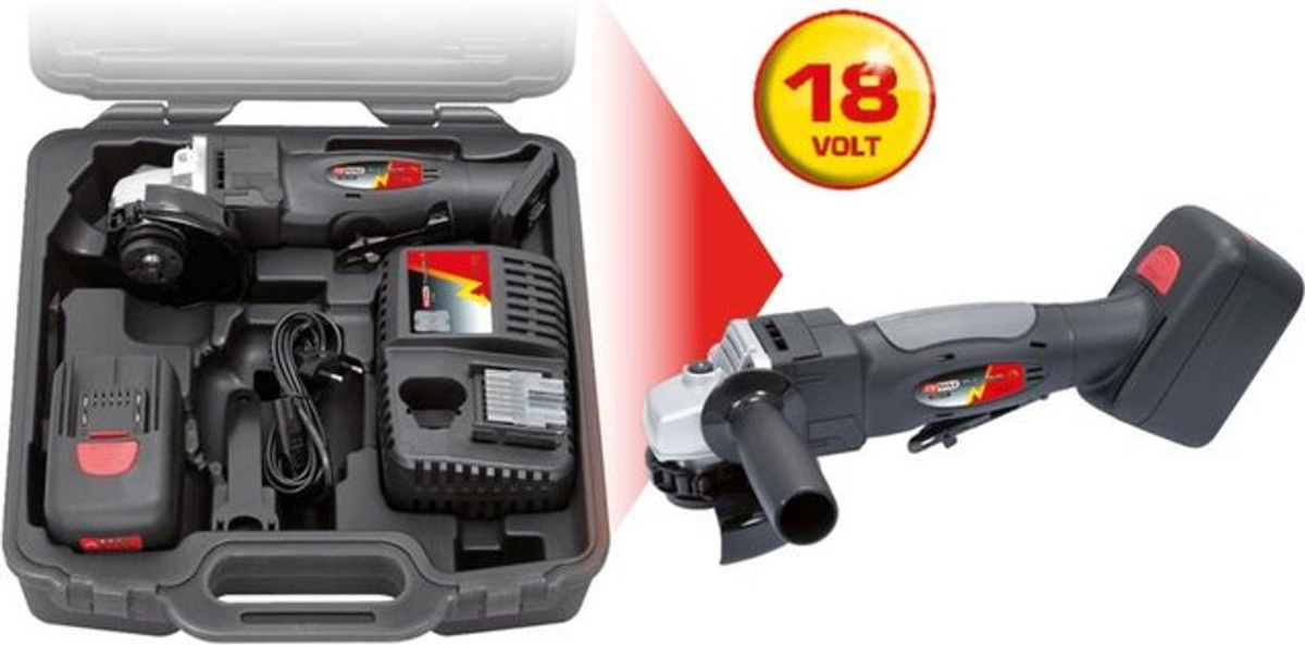 KS Tools Akku-Winkelschleifer 115mm Schwarz mit 18.0V Akku und Ladegerät - Bild 2