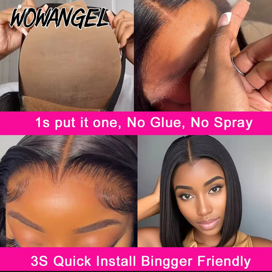 Wow Angel Straight Short Bob HD-Spitzenverschluss-Perücke, Damen - Bild 3