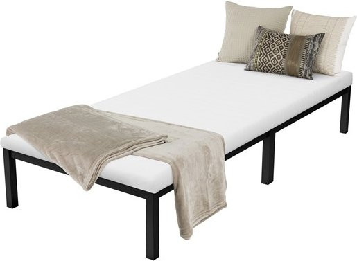 ML-Design Einzelbett aus Metall mit Matratze in Schwarz, B/T/H: 90 x 200 x 31 cm - Bild 1