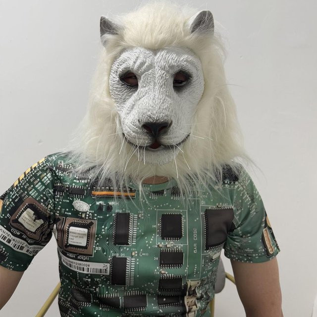Weißer Löwe Latex Kopfbedeckung, Tiermaske, Weiß, One Size - Bild 1