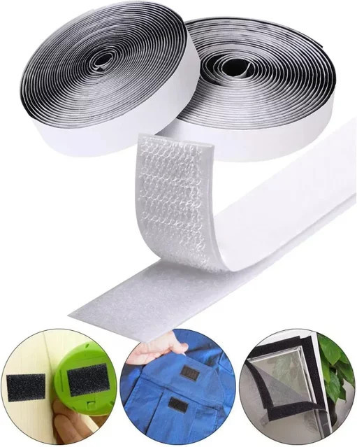 Doppelseitiges selbstklebendes Klettband in Weiß für Heim-DIY, Fenster, Türen und Bastelarbeiten, Breite: 2,0 cm, Höhe: 0,5 cm - Bild 1