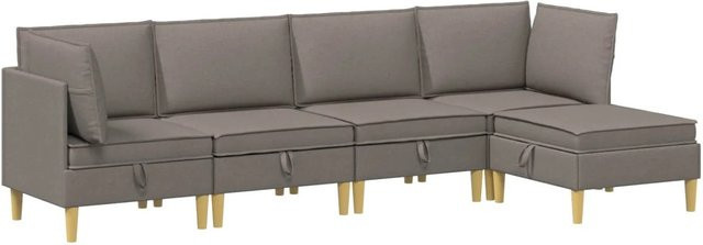 vidaXL Wohnzimmergarnitur in L-Form aus Stoff in Taupe mit Ecksofas, Mittelsitzen, Hocker und Kissen - Bild 1