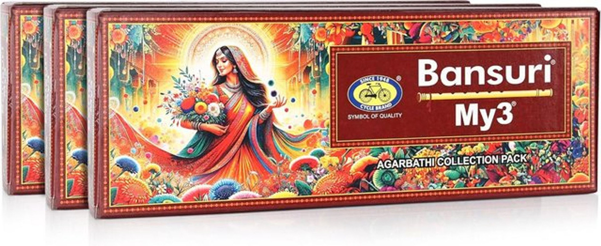 Cycle Premium Bansuri My3 Collection Räucherstäbchen 3er-Pack, 250 g, langanhaltend aromatisch - Bild 1