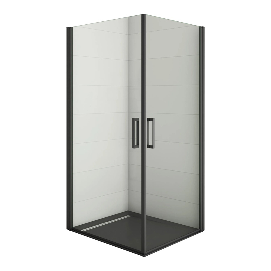 Duschparadies Duschkabine Nischentür als Schwingtür mit Nano-Glas, Schwarz, B: 80 cm, H: 200 cm, Glasstärke: 8 mm - Bild 2