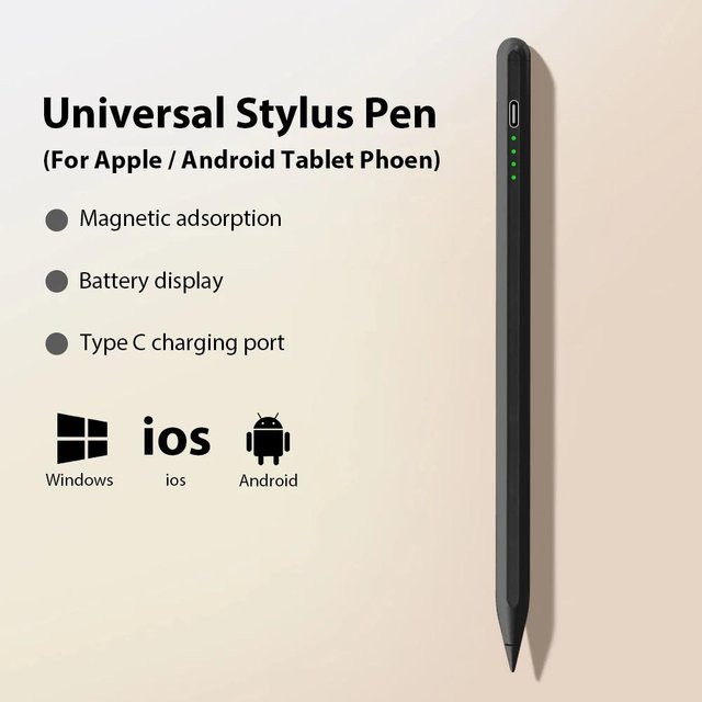 Universeller aktiver Stylus-Stift in Schwarz für Android, iOS, iPad und Huawei Tablets zum Zeichnen - Bild 1