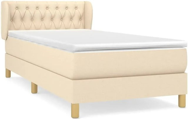 vidaXL Boxspringbett Hybrid mit Matratze und Kopfteil, Beige, B/T/H: 90 x 190 cm - Bild 1