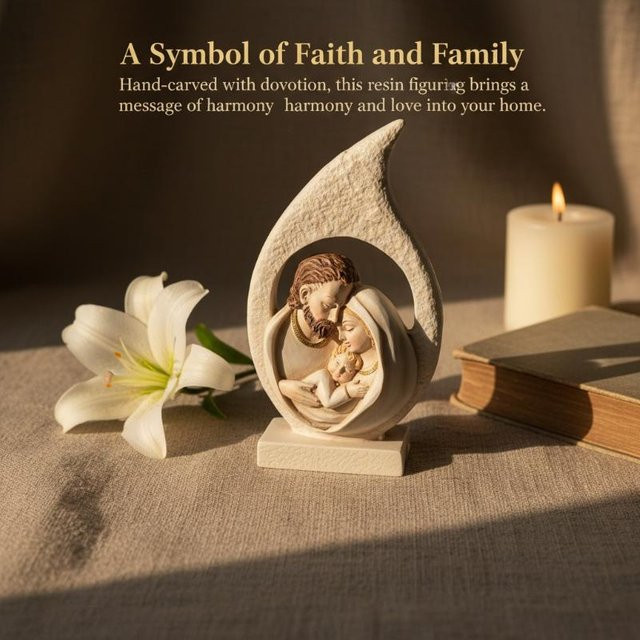Eelhoe Heilige Familie Harzfigur mit Heiligem Herz als religiöse Krippenstatue - Bild 1