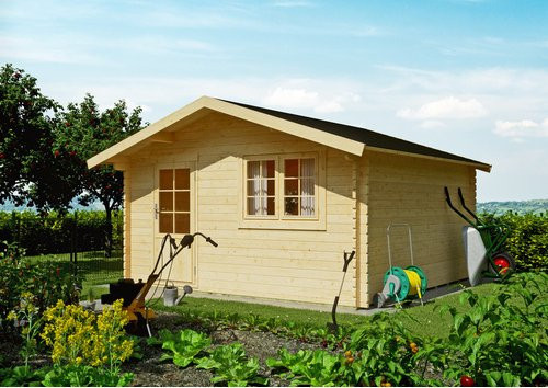 KIEHN-HOLZ Gartenhaus 44-026 aus unbehandelter Fichte in Beige, B/T: 390 x 390 cm - Bild 1