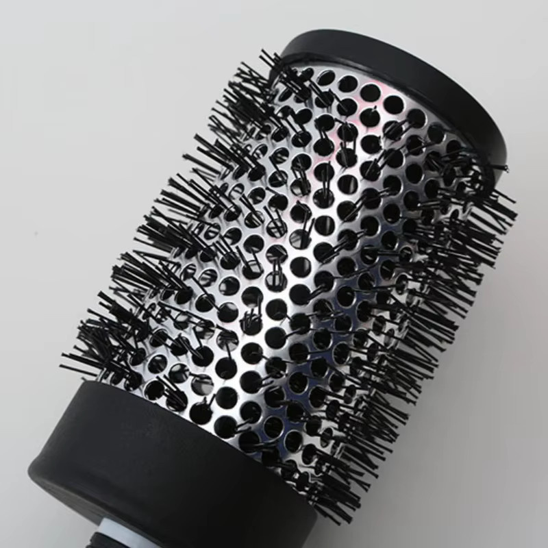 Runder Lockenstab mit Nylonbürste und Aluminiumrohr, Schwarz, Unisex - Bild 4