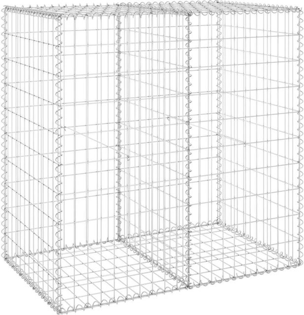 vidaXL Gabionenwand mit Abdeckung aus verzinktem Stahl in Silber, B/H/T: 100 x 100 x 60 cm - Bild 1