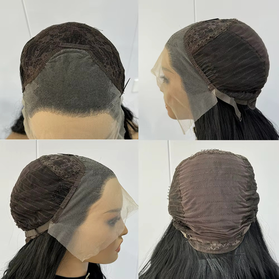 Lu's Wigs Spitzenperücke, schwarz, lang gewellt, Damen - Bild 3