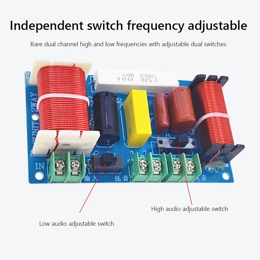 ALLOYSEED 2-Wege 250W HiFi Crossover Audio Frequenzteiler 2500-3000Hz DIY Lautsprecher Filter Modul Schaltung in Multicolour - Bild 5
