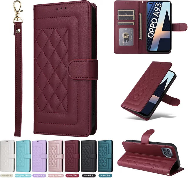 Leder Flip Case Brieftasche für OPPO A52 A72 A92 A15S A54 A53 A93 A94 A9 A5 A57 A58 A78 5G in Schwarz - Bild 1