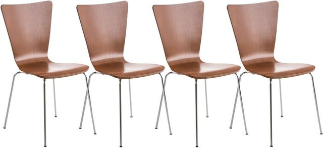 CLP 4er-Set Stapelstühle Aaron mit Holzsitz und Metallgestell in Braun - Bild 1
