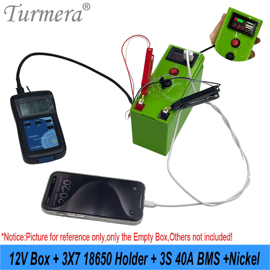 Turmera DIY 12V Batteriebox mit 3x7 18650 Halter, 40A BMS, Spannungsanzeige und Dual-Channel 2*USB 5V Power Bank - Bild 4