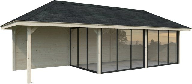 PALMAKO Pavillon Bianca Set 217 Slide aus Fichtenholz in Braun mit transparenten Elementen, B/H/T: 876 x 319 x 300 cm - Bild 2
