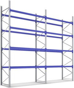 Bito Paletten-Komplettregal-Set P2 mit 4 Ebenen, Farbe: Enzianblau, H x B x T: 500 x 580 x 110 cm, Tragkraft 600 kg - Bild 1