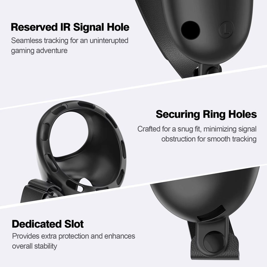 GINWDAY Silikon Griff Schutzhülle für Meta Quest 3 und 3S Controller in Schwarz mit Anti-Kollision Schutz und Grip Shell für VR Zubehör - Bild 4