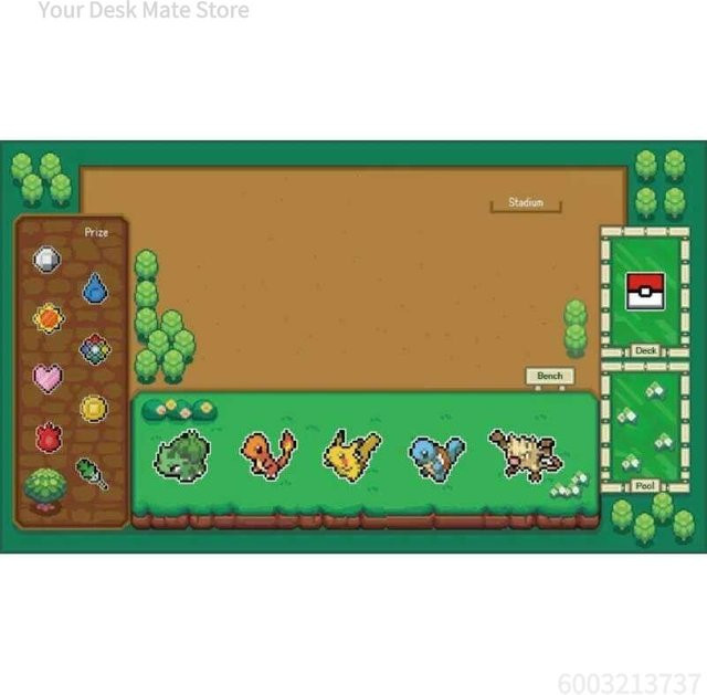 Potdemiel Pixel-Style Gras-Typ TCG Spielmatte, Rutschfeste Wasserdichte Schreibtischunterlage - Bild 1
