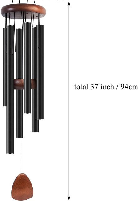 Binchi Aluminium Windspiel mit 6 Röhren in Schwarz für Garten und Terrasse - Bild 1