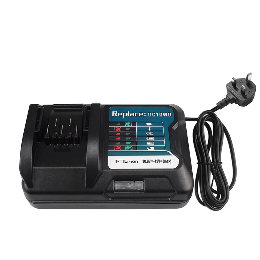 Makita DC10WD Li-Ion Akku Schnellladegerät für 10,8 V und 12 V Werkzeuge mit LED-Anzeige, 40 W und 3 A - Bild 2