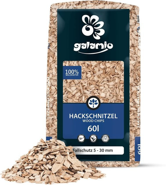 Galamio Holzhackschnitzel als Fallschutz in Braun und Gelb, 60 l - Bild 1
