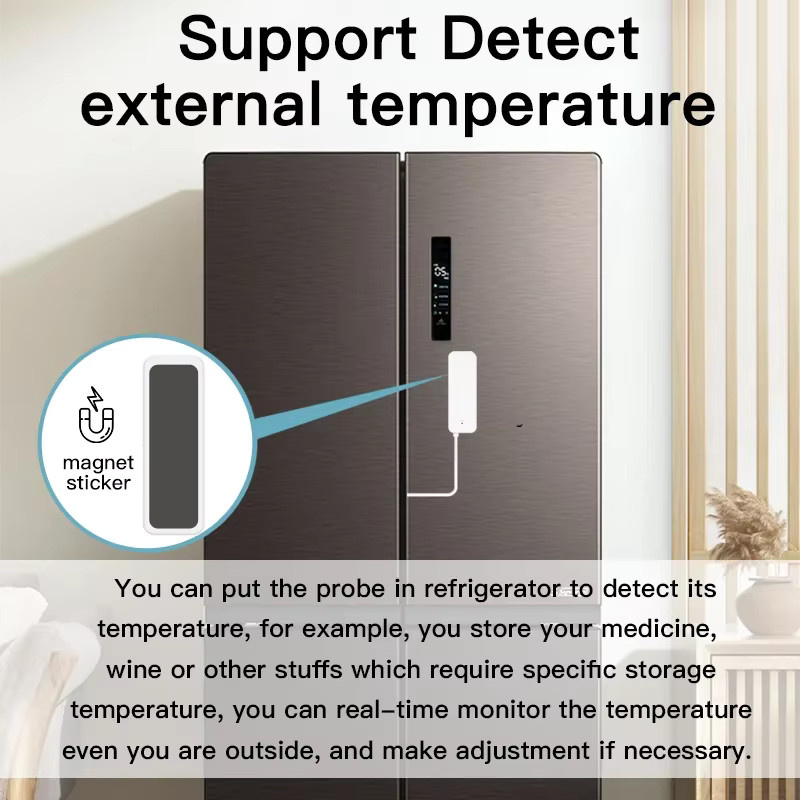Tuya WiFi Zigbee Temperatur und Feuchtigkeit Sensor mit externer Sonde in Weiß für Smart Home App Überwachung von Aquarium und Weingut - Bild 3