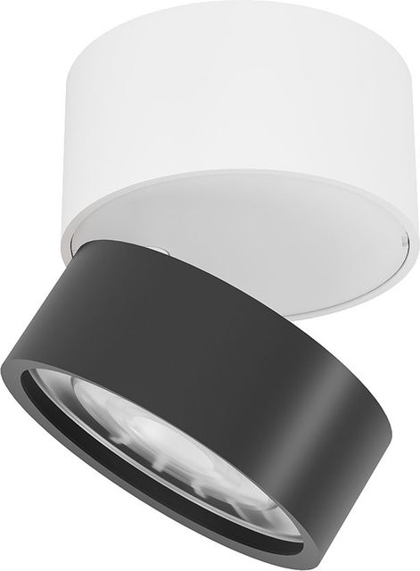 LUX-IT Swing 75 Round LED-Deckenstrahler 1-flammig, Aufbaudose Weiß und Kopf Schwarz, Warmweiß 2700K - Bild 1