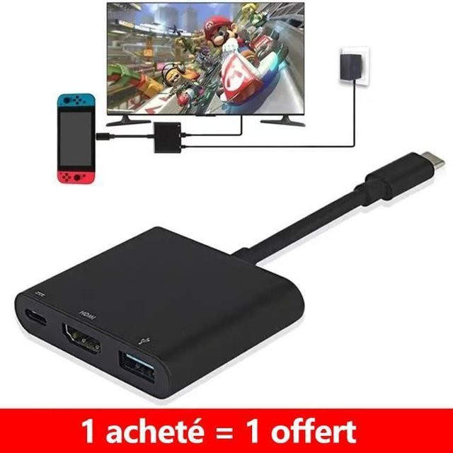 Nintendo Switch HDMI-Adapter mit USB Typ C für 4K und 1080P in Schwarz - Bild 1