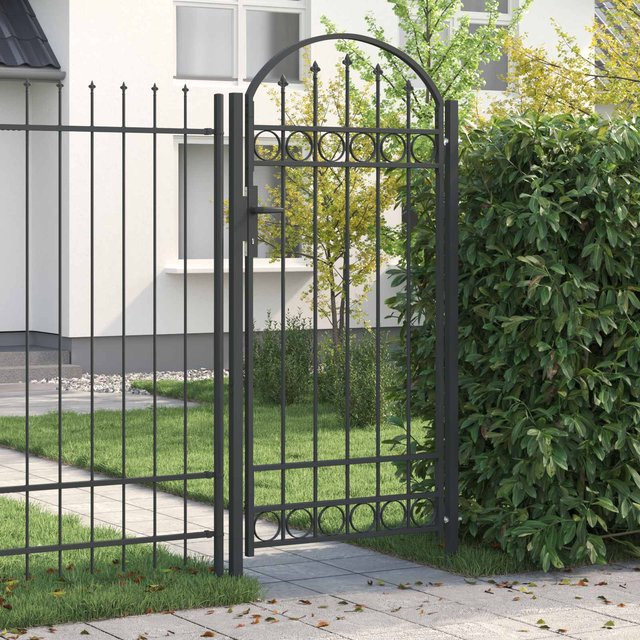 vidaXL Zauntor Grau aus pulverbeschichtetem Stahl B: 100 cm, H: 250 cm - Bild 3