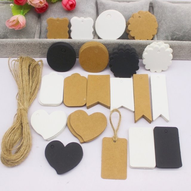 100 Stück Geschenkanhänger aus weißem Kraftpapier für deine Geschenkverpackung - Bild 1