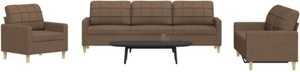 3-tlg. moderne Sofagarnitur aus Stoff in Braun von Vidaxl - Bild 1