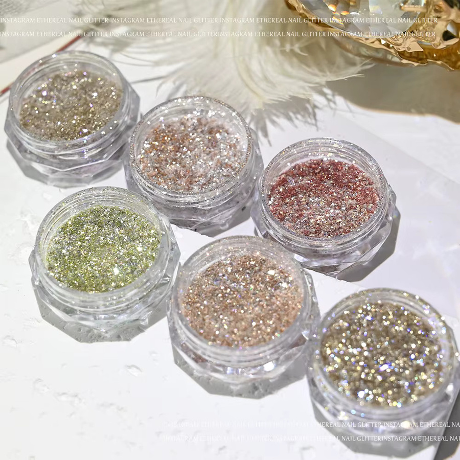 Nagelpulver Crushed Diamond, 6 Gläser, Schimmernd, Holografisch - Bild 5