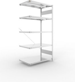 META Steckregal CLIP 330 AR in Silber, verzinkt, mit 5 höhenverstellbaren Böden, B/T/H: 200 x 100 x 60 cm - Bild 1