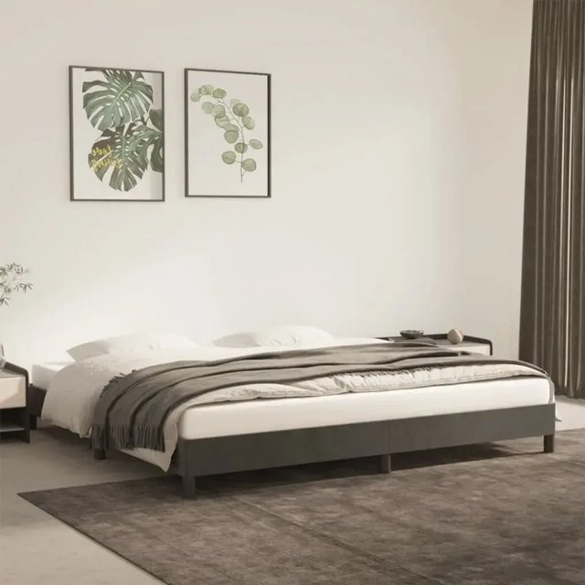 vidaXL Bettgestell aus Samt in Dunkelgrau, B/T/H: 200 x 200 x 203 cm - Bild 1