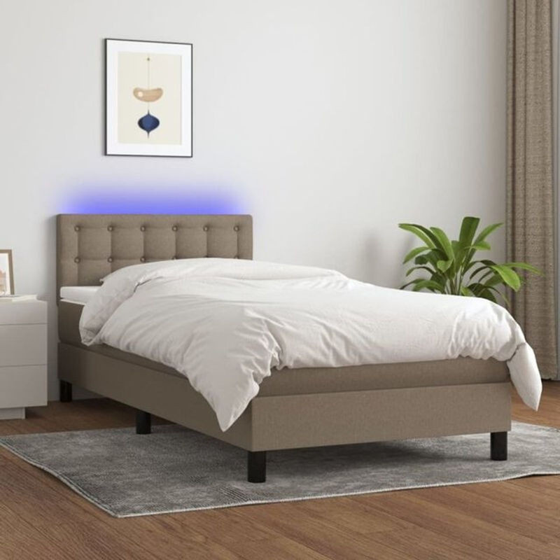 vidaxl Boxspringbett mit Matratze in Taupe meliert aus Stoff, B/T: 90 x 190 cm - Bild 1