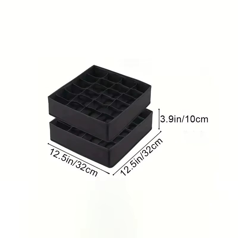 Meltset Aufbewahrungsbox mit 24 Gittern für Unterwäsche und Socken, schwarz, zusammenklappbar aus Stoff - Bild 5