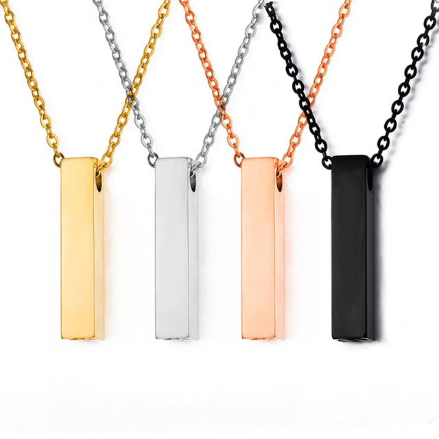SalaWendy Halskette, Rechteckige Bar-Urnen-Halskette, Edelstahl, Unisex, Minimalistisch - Bild 1