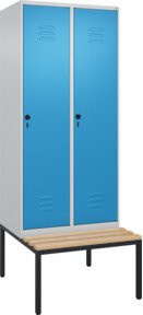C+P Spind Classic PLUS Garderobenschrank mit Sitzbank, 2 Abteile, Sicherheits-Drehriegel und 4 Garderobenhaken, B/T/H: 212,0 x 80,0 x 81,5 cm - Bild 1