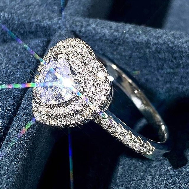 Huitan Herzring, Silber, Zirkonia, Damen - Bild 1