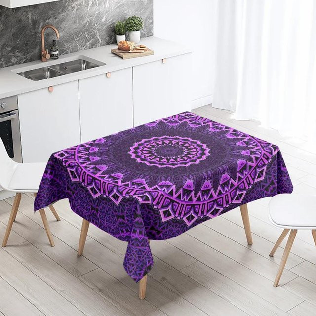 JINGYUE Pet Mandala Tischdecke in Lila, rechteckig, wasserabweisend, B/T: 100 x 145 cm - Bild 1