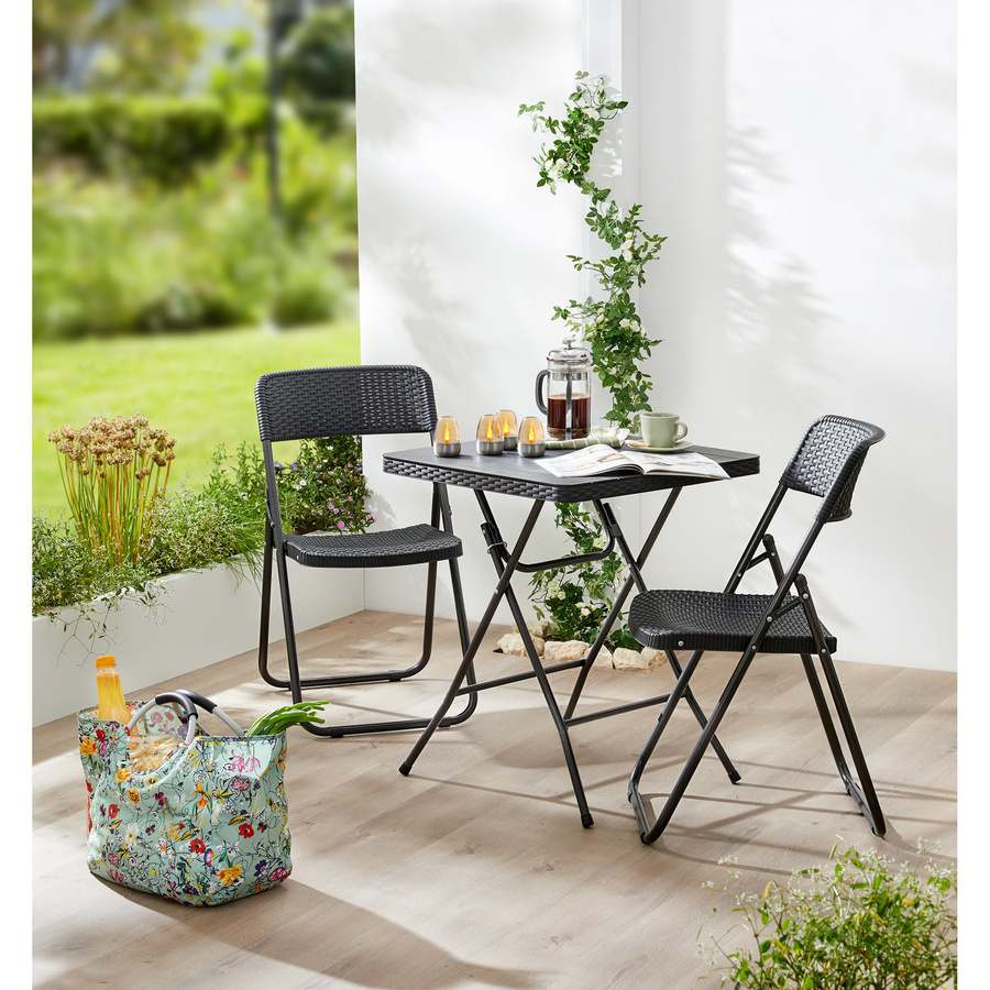 Viva Domo Sitzgruppe in Rattanoptik mit Tisch und 3 Stühlen, Schwarz - Bild 2